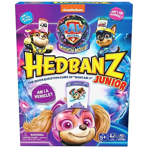 Hedbanz Junior PAW Patrol The Mighty Movie Game- Family Games | Games for Family Game Night| Kids Games | Card Games for Families & Kids Ages 5 and up