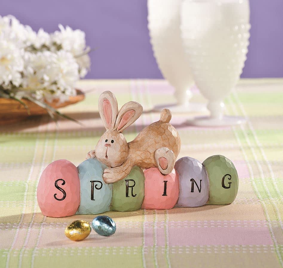 Fun Express Spring Bunny Tabletopper Easter Decorations - Hand Painted - Farmhouse Home Decor