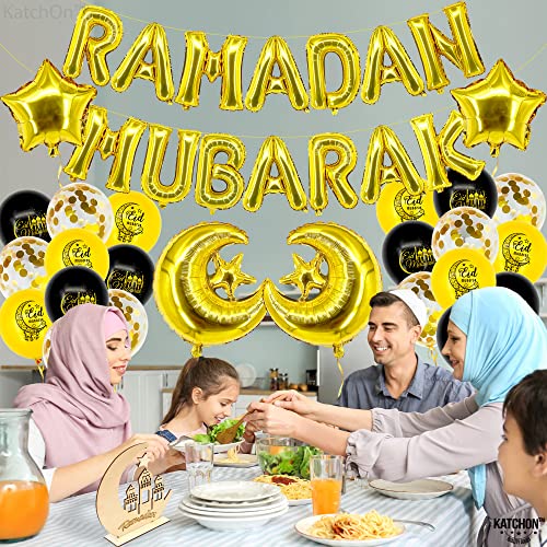 KatchOn, Ramadan Mubarak Balloons Set - Pack of 40 | Ramadan Balloon Decoration | Moon and Star Ramadan Decorations Balloon | Ramadan Mubarak Decorations | Eid Decorations for Home, Ramadan Balloons