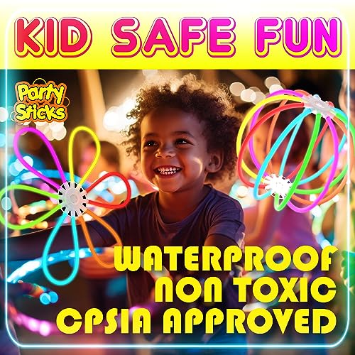 PartySticks Bulk Party Supplies 205 Piece Glow in The Dark Glow Sticks with Eye Glasses, Bracelets, and Connectors