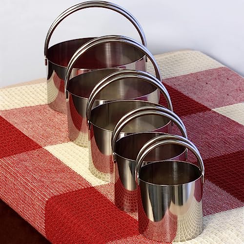 ALLTOP 5 Pieces Circle Biscuit Cutter,Professional Stainless Steel Round Cookies Mold Tool with Ring Handle for Baking Pastry Doughnut