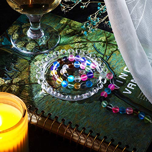 140 Pcs 8 mm Mermaid Glass Beads Bulk Matte Crystal Glass Beads Glass Frosted Moonstone Beads for Jewelry Making Crafts DIY, Multicolor (Bright Color)