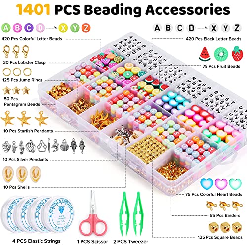 7400 Pcs Clay Beads Flat Round Clay Beads for Jewelry Making Crafts Gift for Girls Ages 3-12(2 Box)