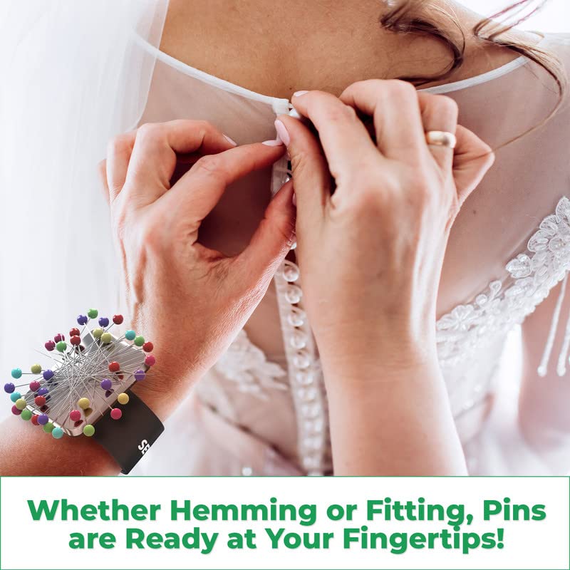 Sew Your Way Magnetic Pin Cushion for Sewing – Wrist Pin Holder – Sewing Notions Sewing Quilting Supplies – Magnetic Pin Holder for Sewers & Hairstylist – Magnetic Pin Holder for Sewing Quilting Gift