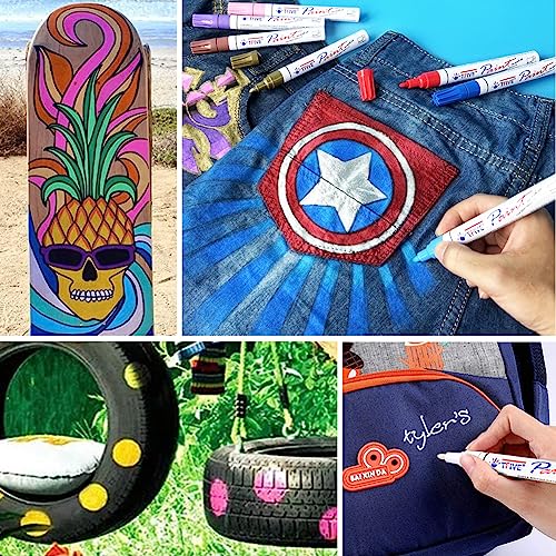 28 Color Paint Markers Pens Set, Oil-Based Permanent Paint Marker, Medium Tip, Quick Dry and Waterproof Paint Pen for Rock Painting, Ceramic, Wood, Fabric, Plastic, Canvas, Glass, Mugs, Scrapbooking