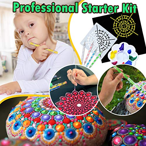 Insnug Mandala Dotting Tools Painting Kit - Rock Dot Paint Stencils Tool Set Art Craft Supplies Kits Tray Brush Zipper Pen for Nail Stone Mandala Arts Drawing Home Decor Activity | Mothers Day Gift