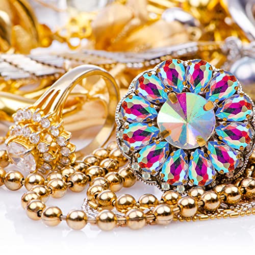 156 Pieces Sew on Rhinestones Claw Flatback Crystal Rhinestones Metal Prong Setting Rhinestones Acrylic Glass Sewing Gems for Clothes DIY Craft Shoes Dress Jewelry Making (Gold Claw, White AB)