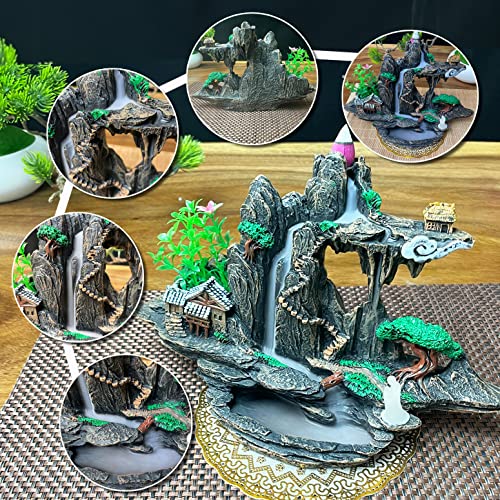 Zvaiuk Mountain Waterfall Incense Burner，Backfall Incense Holder River, Incense Falls Meditation Decor for Room with Upgrade Incense Cones and Accessories