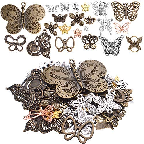 100g Mixed Butterfly Charms Vintage Fly Insect Pendant Charms for Necklace Bracelet Jewelry Making Crafting