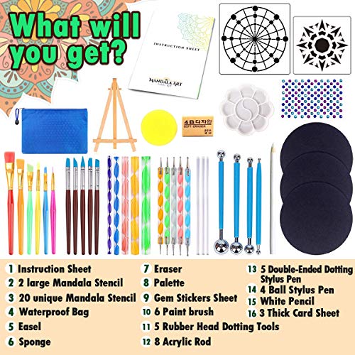Insnug Mandala Dotting Tools Painting Kit - Rock Dot Paint Stencils Tool Set Art Craft Supplies Kits Tray Brush Zipper Pen for Nail Stone Mandala Arts Drawing Home Decor Activity | Mothers Day Gift