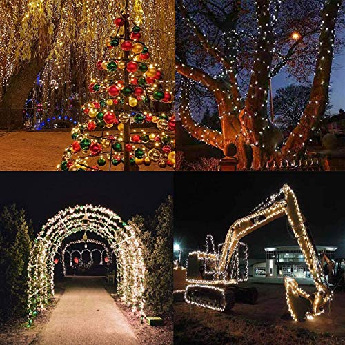 Upgraded 82FT 200 LED Christmas String Lights Outdoor/Indoor, Timer & Memory Function & 8 Modes, Extendable Green Wire, Waterproof Fairy String Lights for Xmas Tree Holiday Party Garden (Warm White)