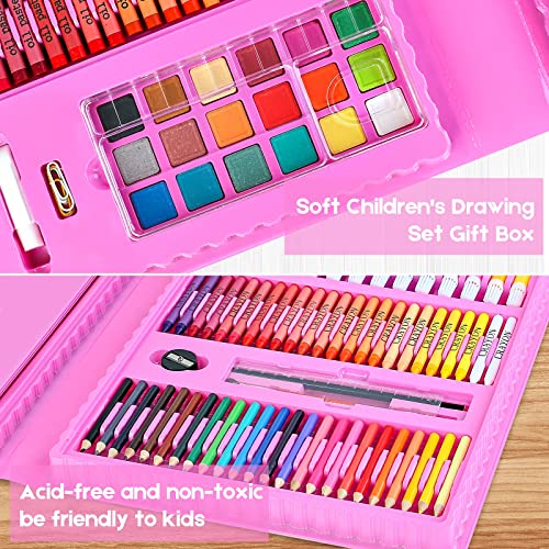 iBayam Art Kit, Supplies Drawing Kits, Arts and Crafts for Kids, Gifts Teen Girls Boys 6-8-9-12, Set Case with Trifold Easel, Sketch Pad, Coloring Book, Pastels, Crayons, Pencils