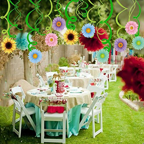 Wishlife 30Ct Autume Summer Spring Sun Flowers Hanging Swirl Decorations,Themed Birthday Party,Party Supplies,Ceiling Decorations for Girls,Boys,Kids, Bedroom,Classroom,Baby Shower