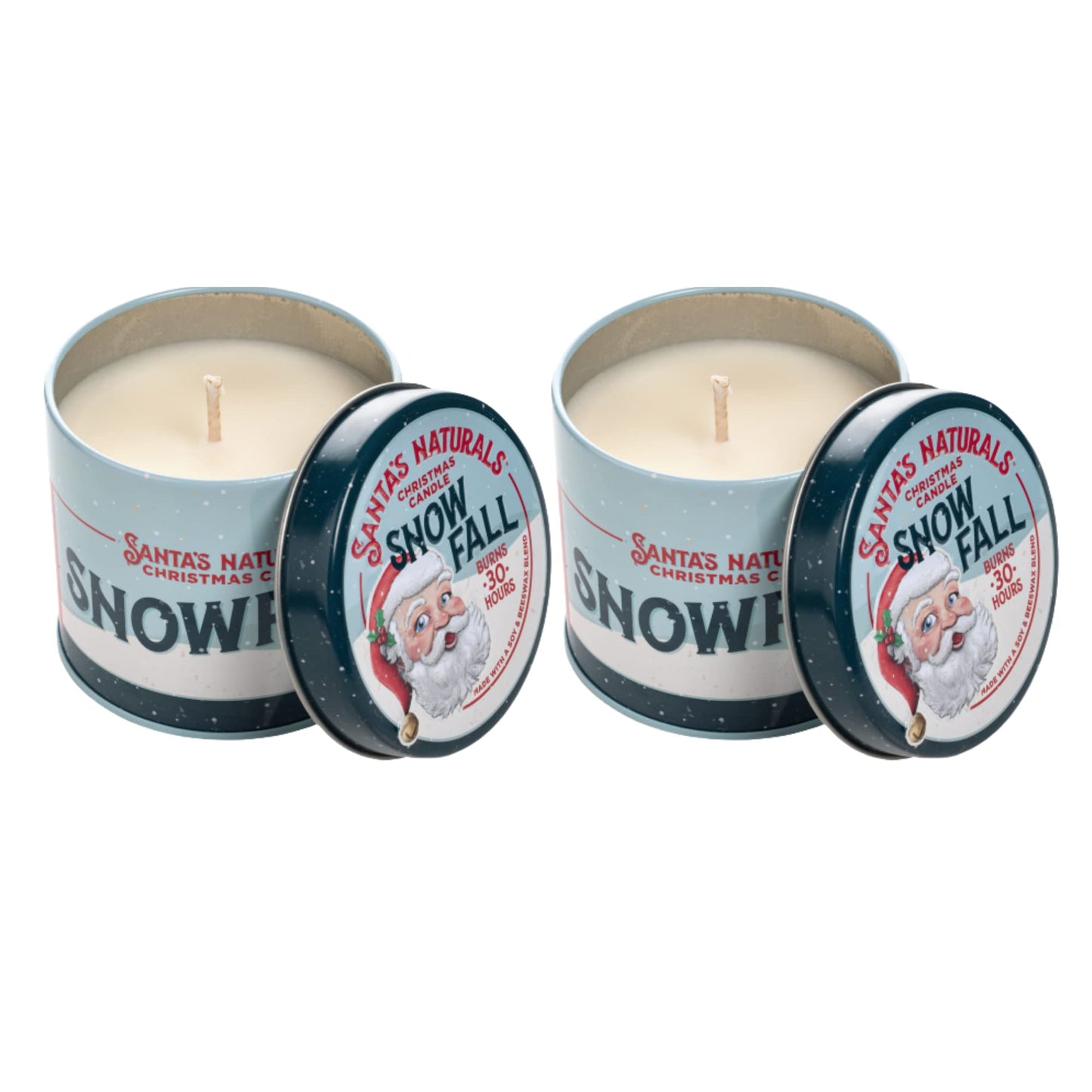 Santa's Naturals Snowfall Christmas Candle | Sweet, Bright Fragrance | Notes of Pine, Citrus, Eucalyptus | Sustainably Sourced Soy and Beeswax | 30 Hour Burn Time | 9oz | 2 Pack