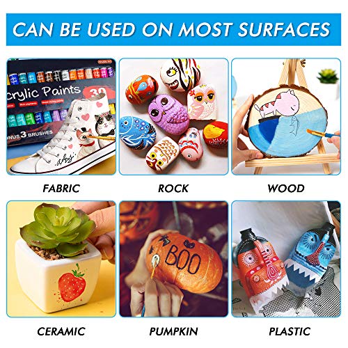 Shuttle Art Acrylic Paint Set, 30 x12ml Tubes Artist Quality Non Toxic Rich Pigments Colors Great for Kids Adults Professional Painting on Canvas Wood Clay Fabric Ceramic Crafts