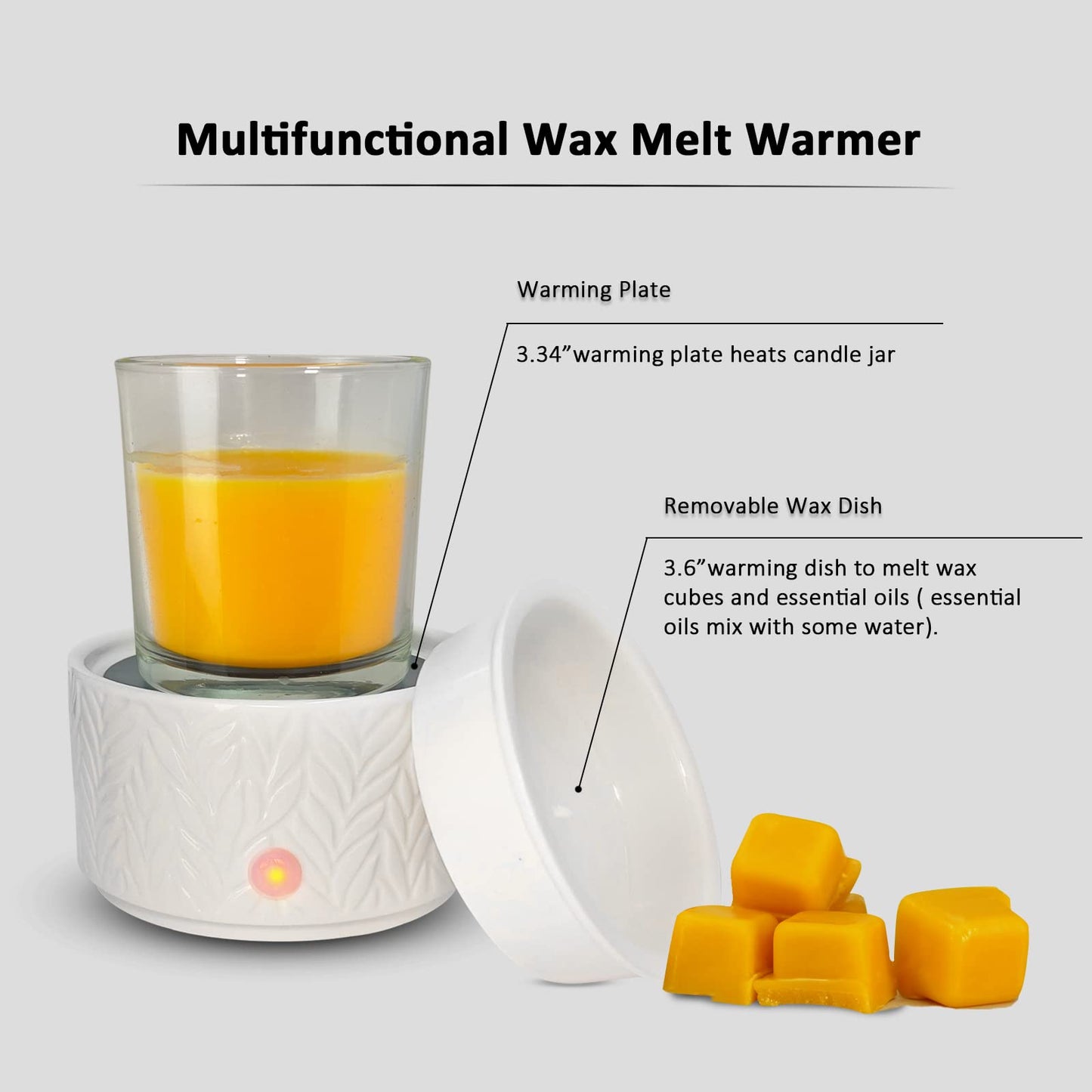 Wax Melt Warmer for Scented Wax Melts 3-in-1 Electric Ceramic Candle Wax Warmer Burner Fragrance Wax Melter for Home Office Bedroom Gift & Decor (Leaf)