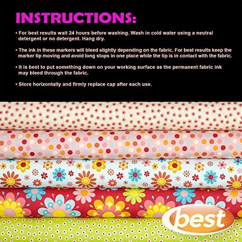 Best Fabric Markers (Pack of 24 Pens) Non-Toxic - Set of 24 Individual Colors - No Duplicates - Bullet Tip - Machine Washable Paint - Perfect for Writing on Clothes, Clothing, Jeans, Pants, and Shirts