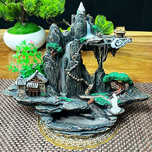 Zvaiuk Mountain Waterfall Incense Burner，Backfall Incense Holder River, Incense Falls Meditation Decor for Room with Upgrade Incense Cones and Accessories