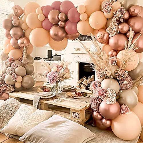 Woaipati Balloon Arch Garland Kit,Blush Nude Apricot Party Balloons Decoration Set for Retro Boho Wedding Baby Shower Bridal Engagement Anniversary Graduation Birthday Decorations