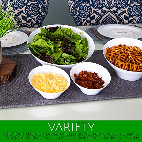 PLASTICPRO Disposable Angled Plastic Bowls Round Small Serving Bowl, Elegant for Party's, Snack, or Salad Bowl, Clear Pack of 8