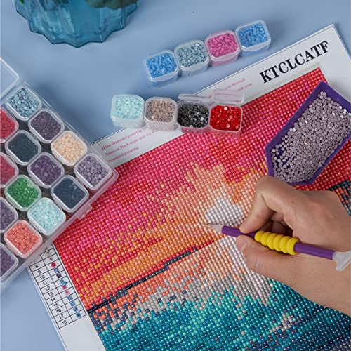 46PCS DIY Diamond Painting Tools and Accessories Kits Multiple Sizes Painting Pens for Adults to Make Diamond Art Craft Tweezers Glue Diamond Correction 28 Girds Storage Box