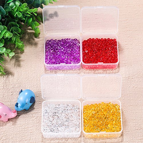 SATINIOR 12 Pack Clear Plastic Beads Storage Containers Box with Hinged Lid for Beads and More (3.70 x 3.70 x 1.18 Inch)