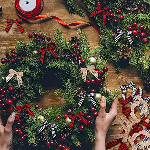 7Rainbows 30pcs Boutique 2.5" Burlap Ribbon Bows Craft Twist Tie Bows for Tying Up Packages Gift Wrapping Christmas Tree