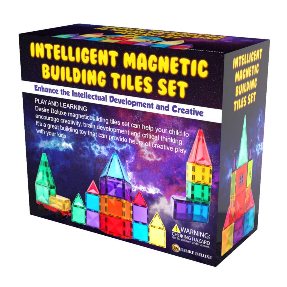 Desire Deluxe Magnetic Tiles Blocks Building Set for Kids – Learning Educational Toys for Boys Girls for Age 3-8 Year-Old – Birthday Present Gift (57PC)