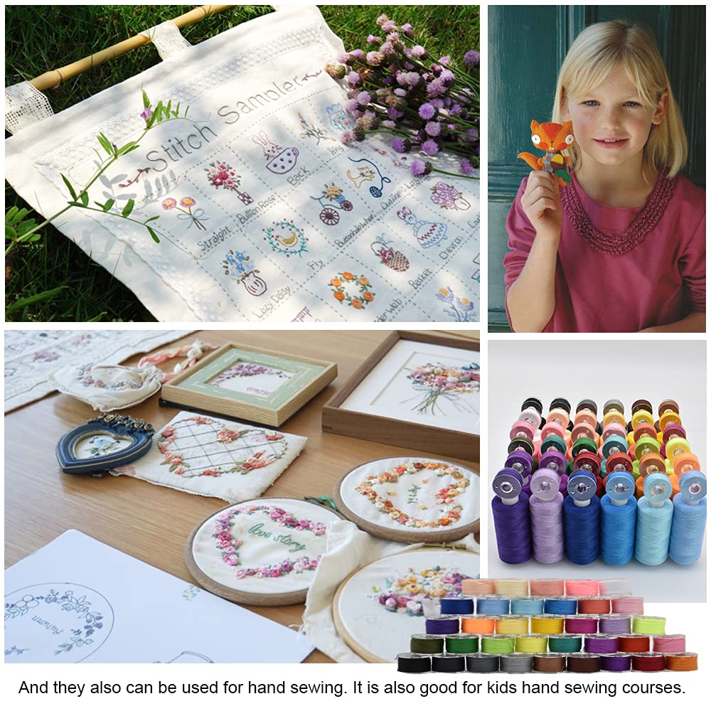 72Pcs Bobbins Sewing Threads Kit, 36 Colors Spools 360Yards per Polyester Thread, 36 Colors Prewound Bobbin with Case for Hand Machine Sewing