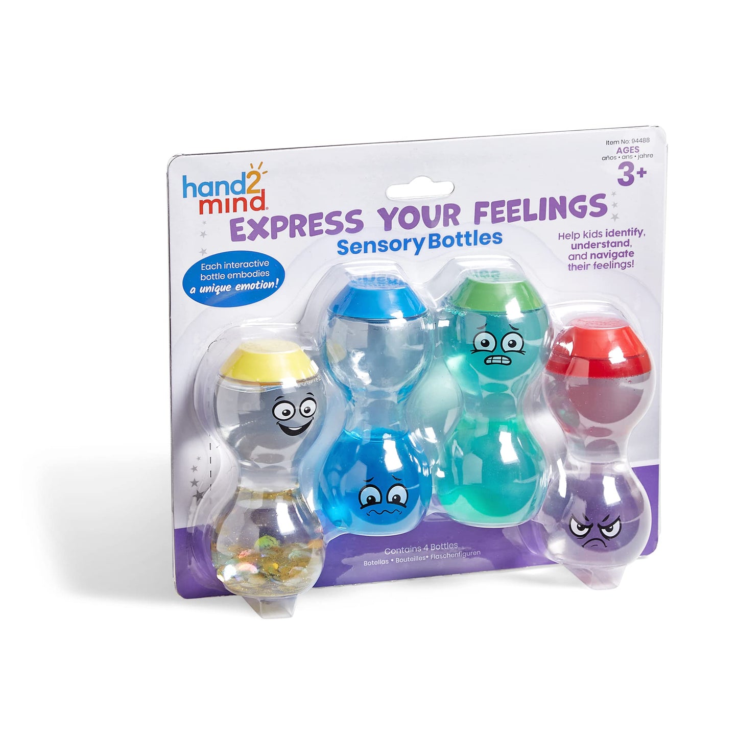 hand2mind Express Your Feelings Sensory Bottles, Play Therapy Toys, Visual Sensory Toys, Mindfulness for Kids, Comfort Items for Anxiety, Social Emotional Learning, Calm Down Corner Supplies