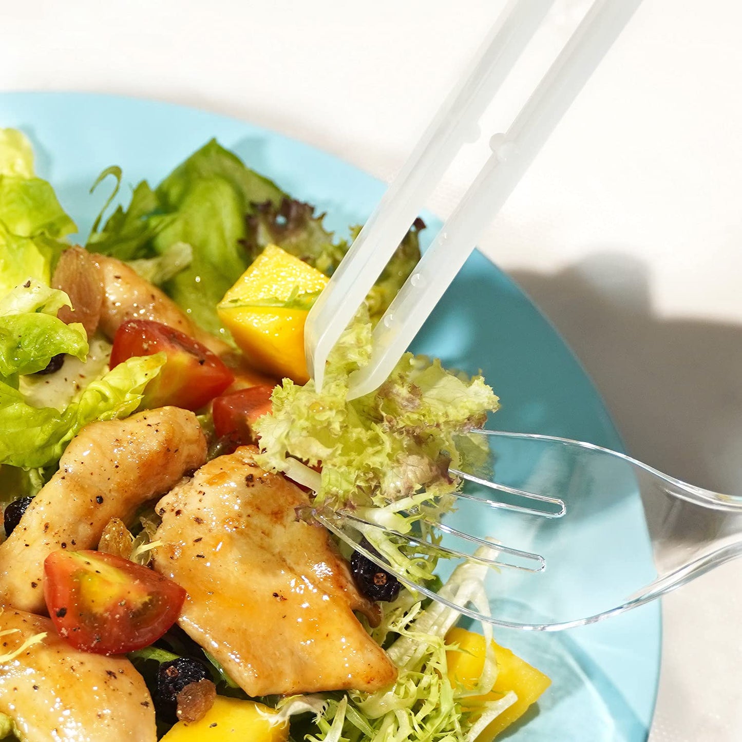 Plastic Serving Utensils, 9" Clear Disposable Utensils 18 Pack, 6 Serving Tongs, Spoons, Forks