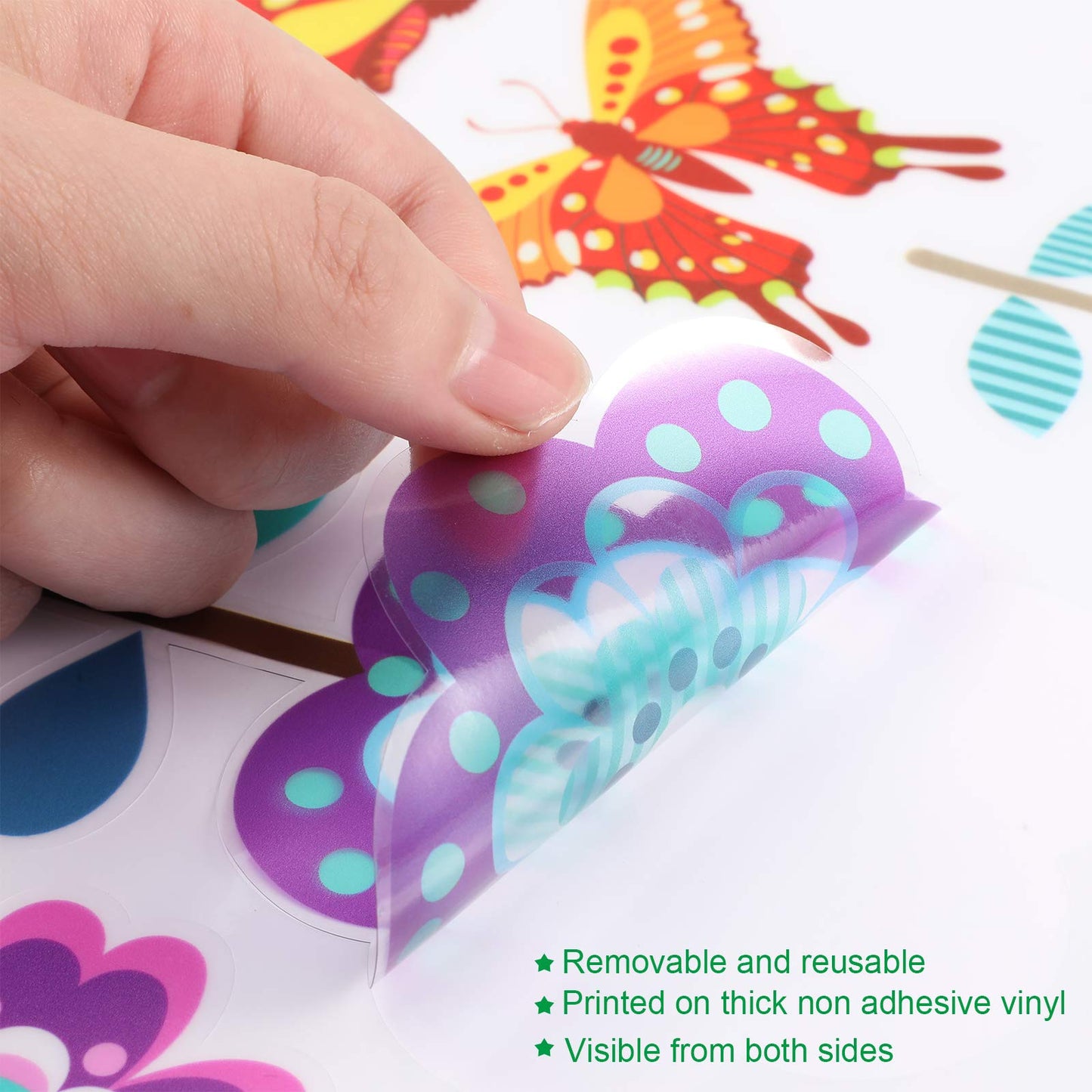 72 Pieces Large Size Spring Window Clings Flowers Butterfly Windows Clings Decals Anti Collision Glass Windows Stickers for Baby Shower Decoration Party Supplies