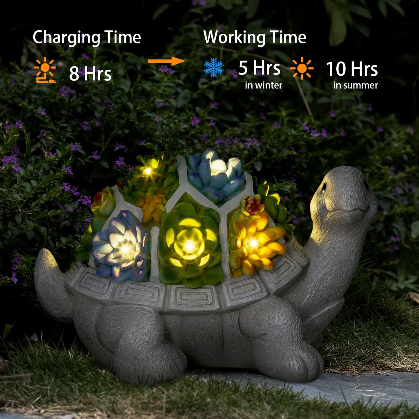 LESES Garden Statues, Turtle Garden Decor Clearance Solar Statue with 7 LED Lights Outdoor Ornament for Outside, Turtle Garden Figurines Cute Decorations for Patio Yard Lawn Gifts