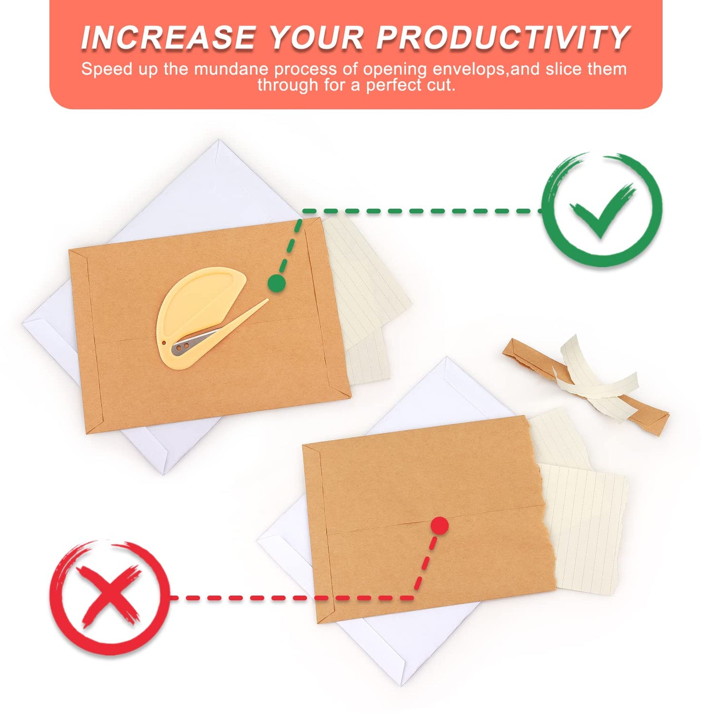 Tamaki 6 Pack Letter Opener Envelope Slitter Set Sharp and Efficient Open Envelopes with Ease(Purple, Blue, Green, Yellow, Orange, Pink)