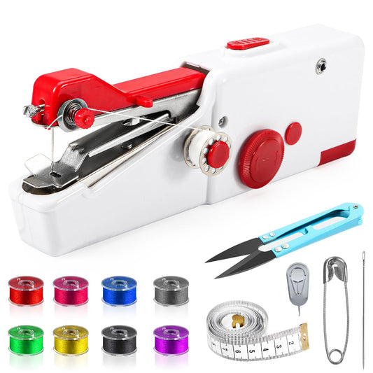 Handheld Sewing Machine, Mini Cordless Portable Hand Sewing Machine for Beginners, Household & Travel Quick Repairs Electric Hand Held Sewing Device for Fabric Clothing Kids Cloth Pet Clothes