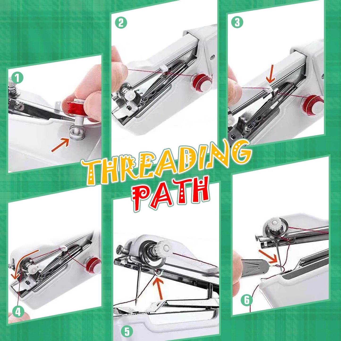 Handheld Sewing Machine, Mini Cordless Portable Hand Sewing Machine for Beginners, Household & Travel Quick Repairs Electric Hand Held Sewing Device for Fabric Clothing Kids Cloth Pet Clothes