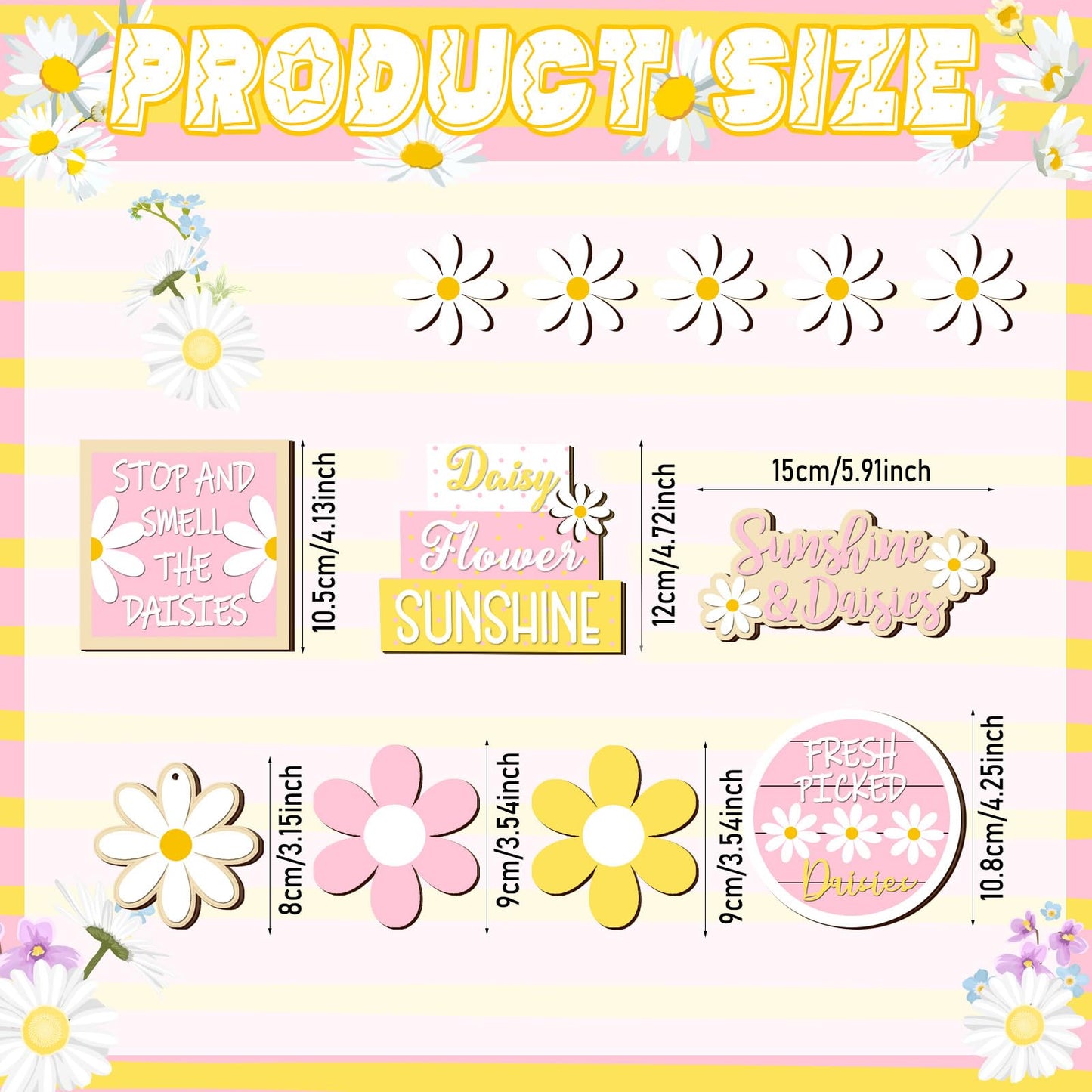 Jetec 12 Pcs Valentine's Day Tiered Tray Decor Set Valentines Heart Wood Sign Gnome Truck Rustic Farmhouse Tray Signs Table Decor for Romantic Valentine's Day Home Kitchen(Daisy, 12 Pcs)