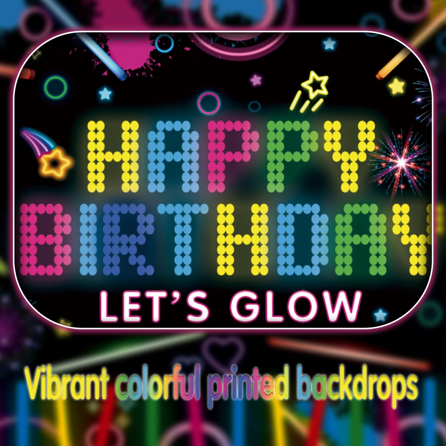 Glow Neon Party Supplies Neon Glow Plate Set Neon Balloon Glow in the Dark Happy Birthday Backdrop Glow Birthday Blacklight Party Decoration Neon Glow Birthday Tableware Serves 20