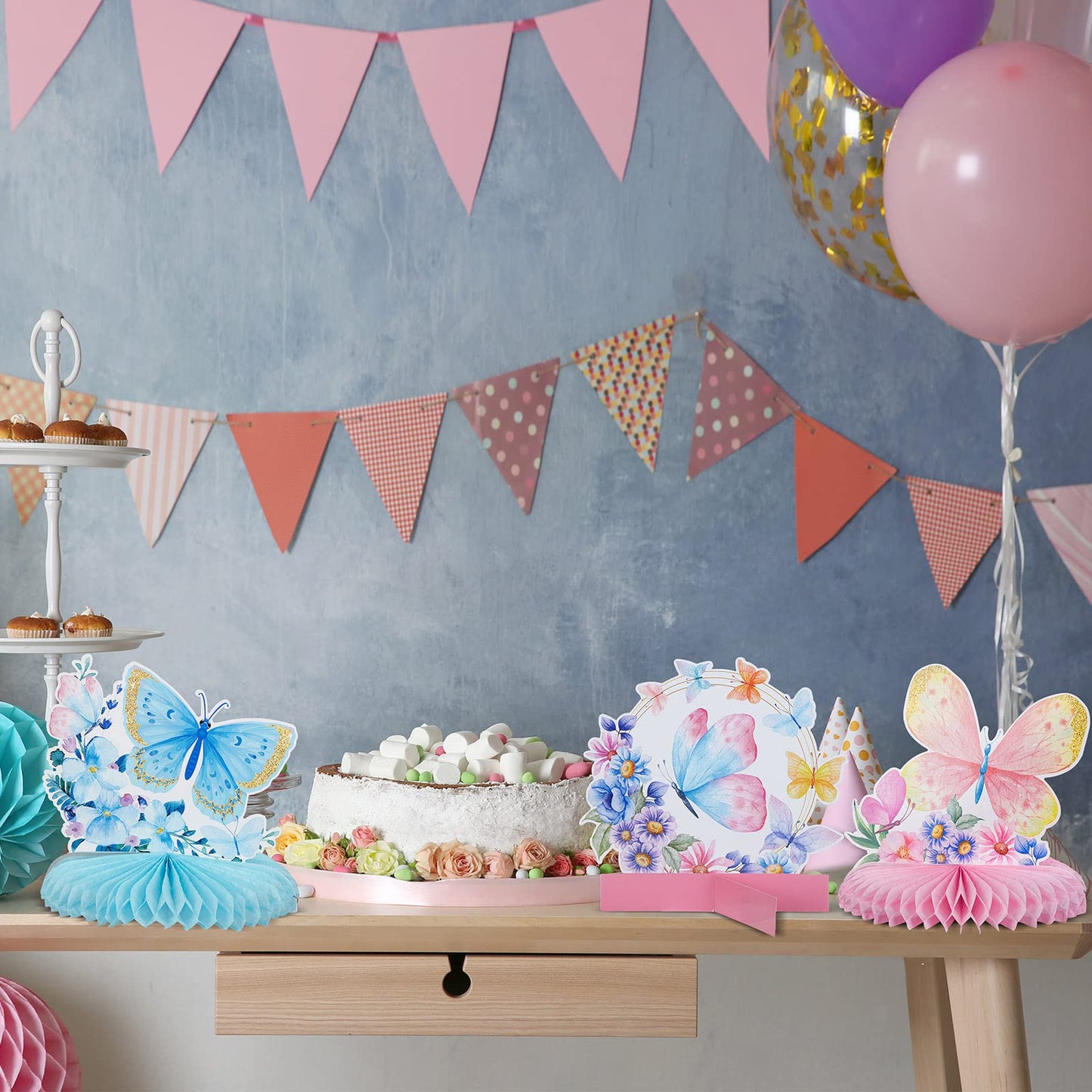 10 Pieces Butterfly Centerpieces for Tables Butterfly Birthday Party Decorations Butterfly Honeycomb Table Centerpiece Butterfly Theme Party Supplies for Birthday Baby Shower Party Decor