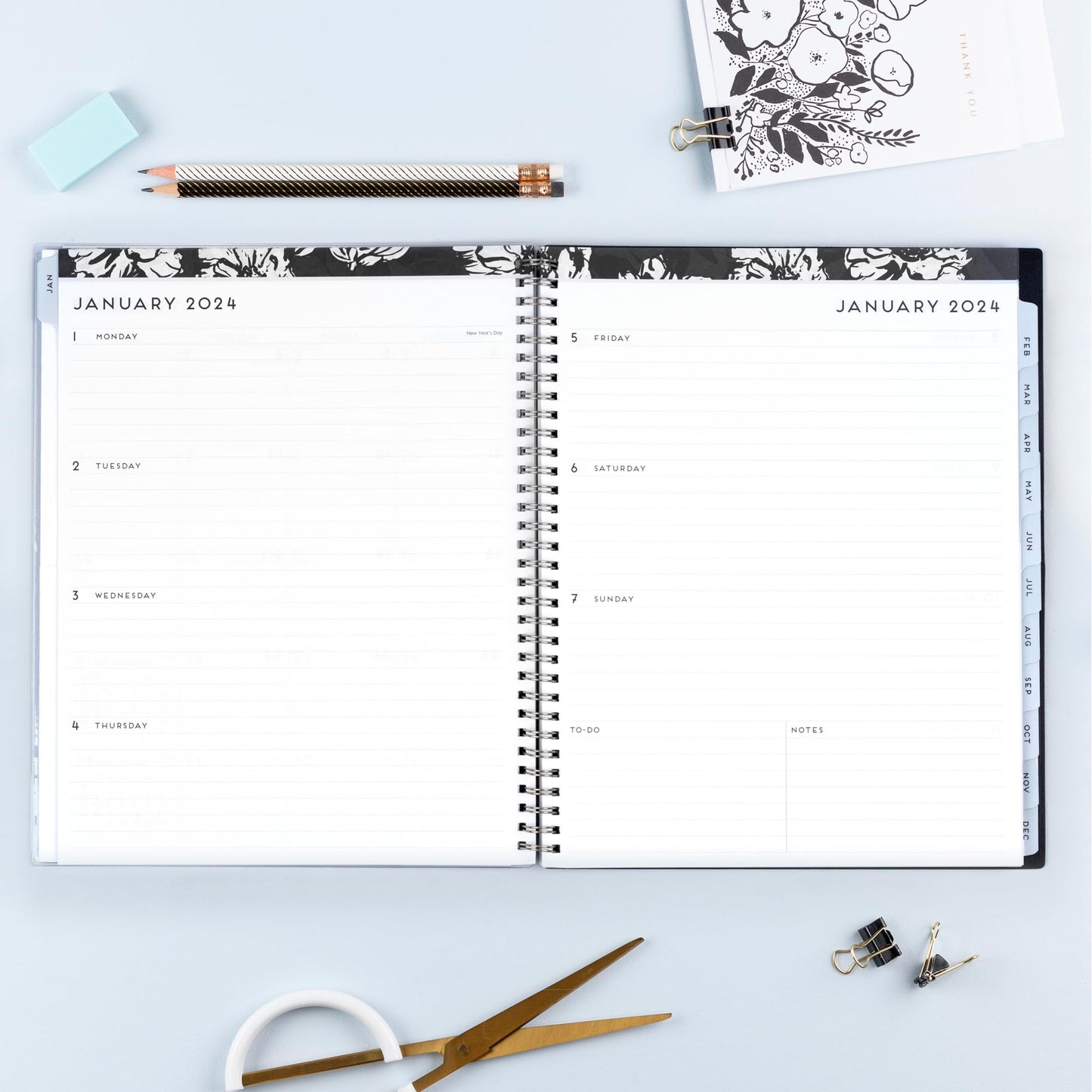 Blue Sky 2024 Weekly and Monthly Planner, January - December, 8.5" x 11", Clear Pocket Cover, Wirebound, Baccara Dark (110211-24)