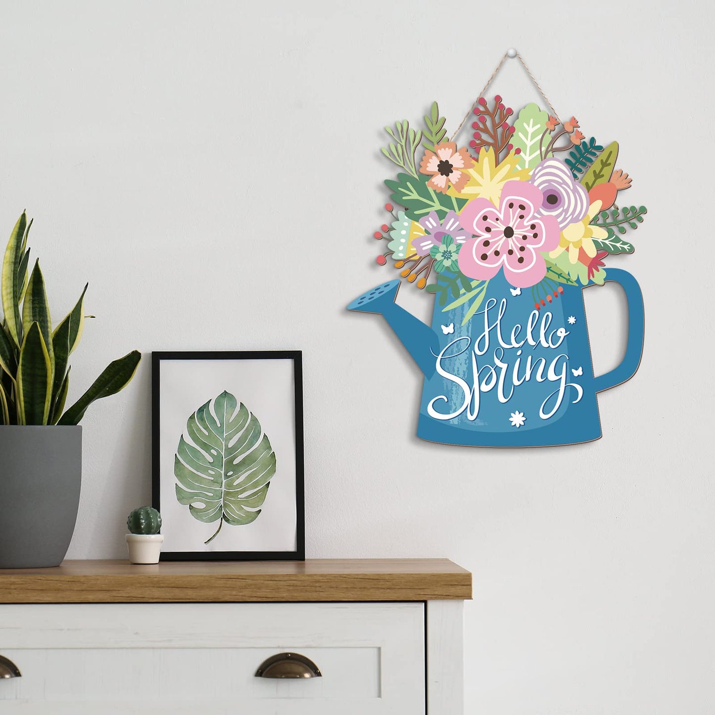 Spring Decorations for Home Spring Wreaths for Front Door Hello Spring Home Sign Spring Door Wreaths Sign for Home Spring Hanging Home Sign (Hello Spring Style)