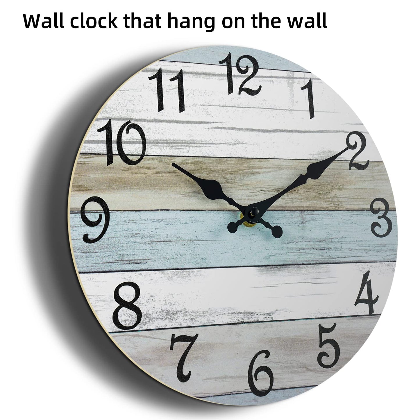CHYLIN Wall Clock Silent Non Ticking Battery Operated, Rustic Coastal Country Clock Decorative for Bathroom Kitchen Bedroom Living Room(10 Inch)