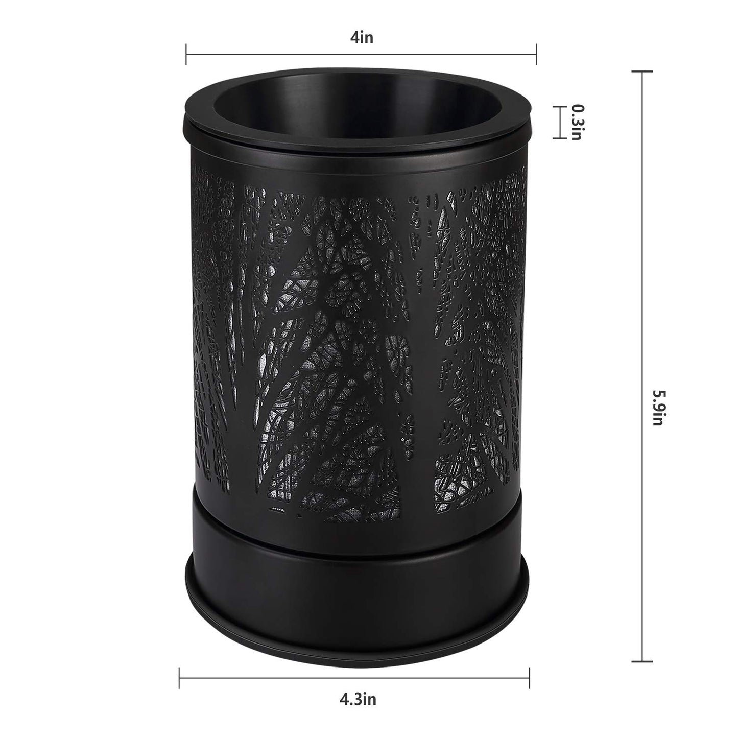 Enaroma Fragrance Wax Melts Warmer with 7 Colors LED Changing Light Classic Black Forest Design Scent Oil Candle Warmer