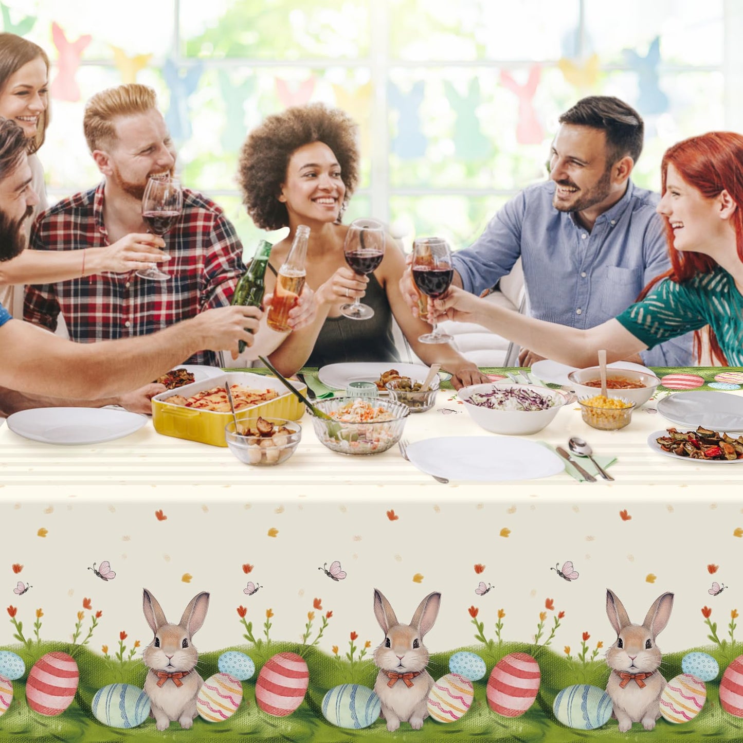 Easter Tablecloth Decorations for Party, 3 Pack Disposable Plastic Easter Table Cloth 54" x 108", Easter Bunny Table Cloths for Party Supplies,Easter Party Favors for Home Picnic Outdoor Dinner Dining