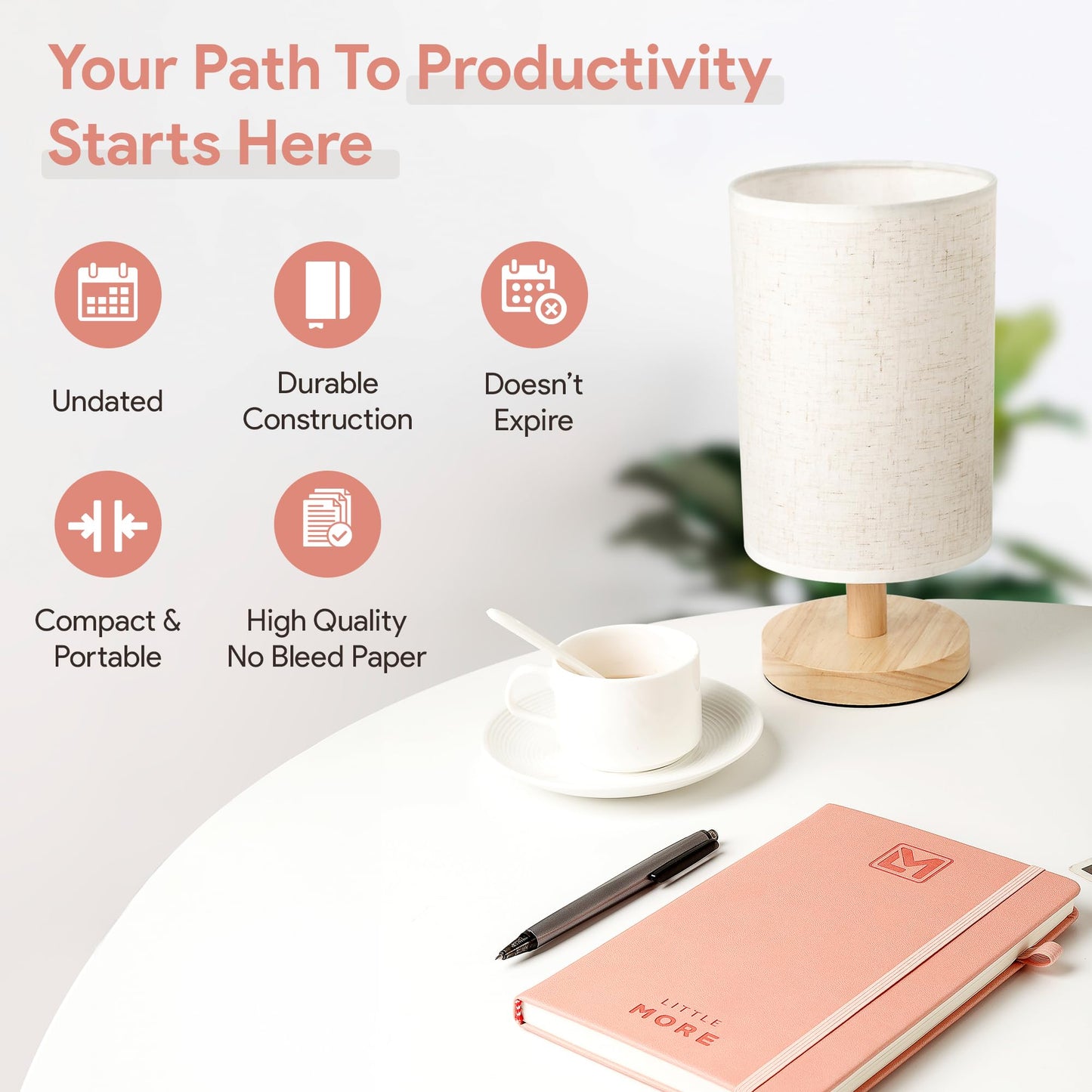 Little More Undated Planner Weekly and Monthly for Productivity - Goals Planner, Adhd Planner, To Do List Notebook - A5 (5.5”x8.5") Weekly Monthly Planner Undated with Stickers - Rose Gold