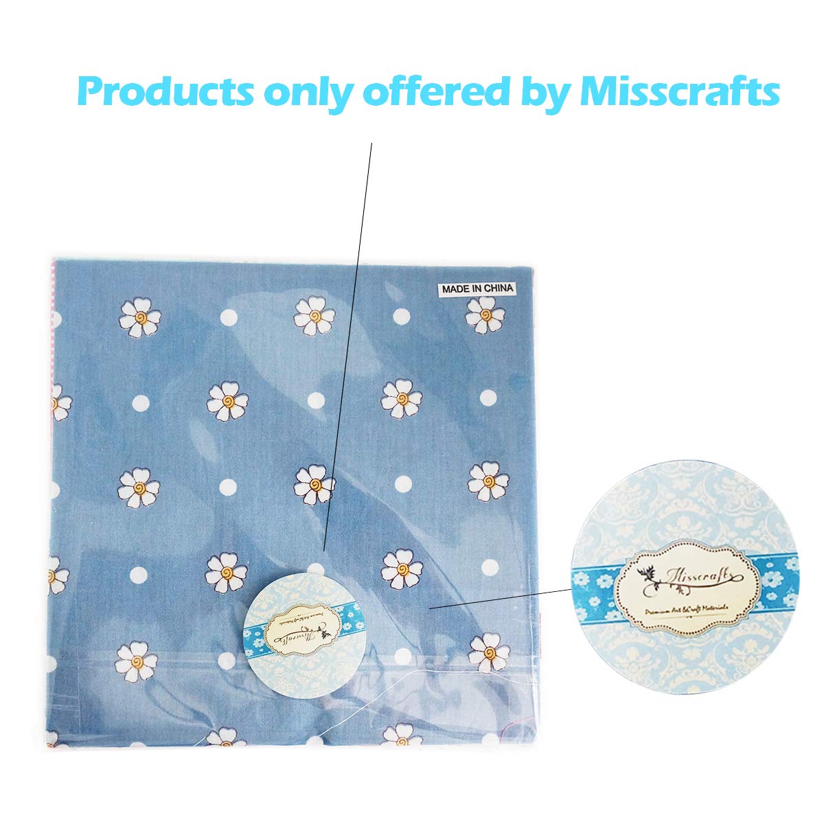 Cotton Quilting Fabric Misscrafts 50pcs 8" x 8" (20cm x 20cm) Craft Supplies Top Fat Quarter Bundles Floral Precut Fabric Square for DIY Craft Patchwork