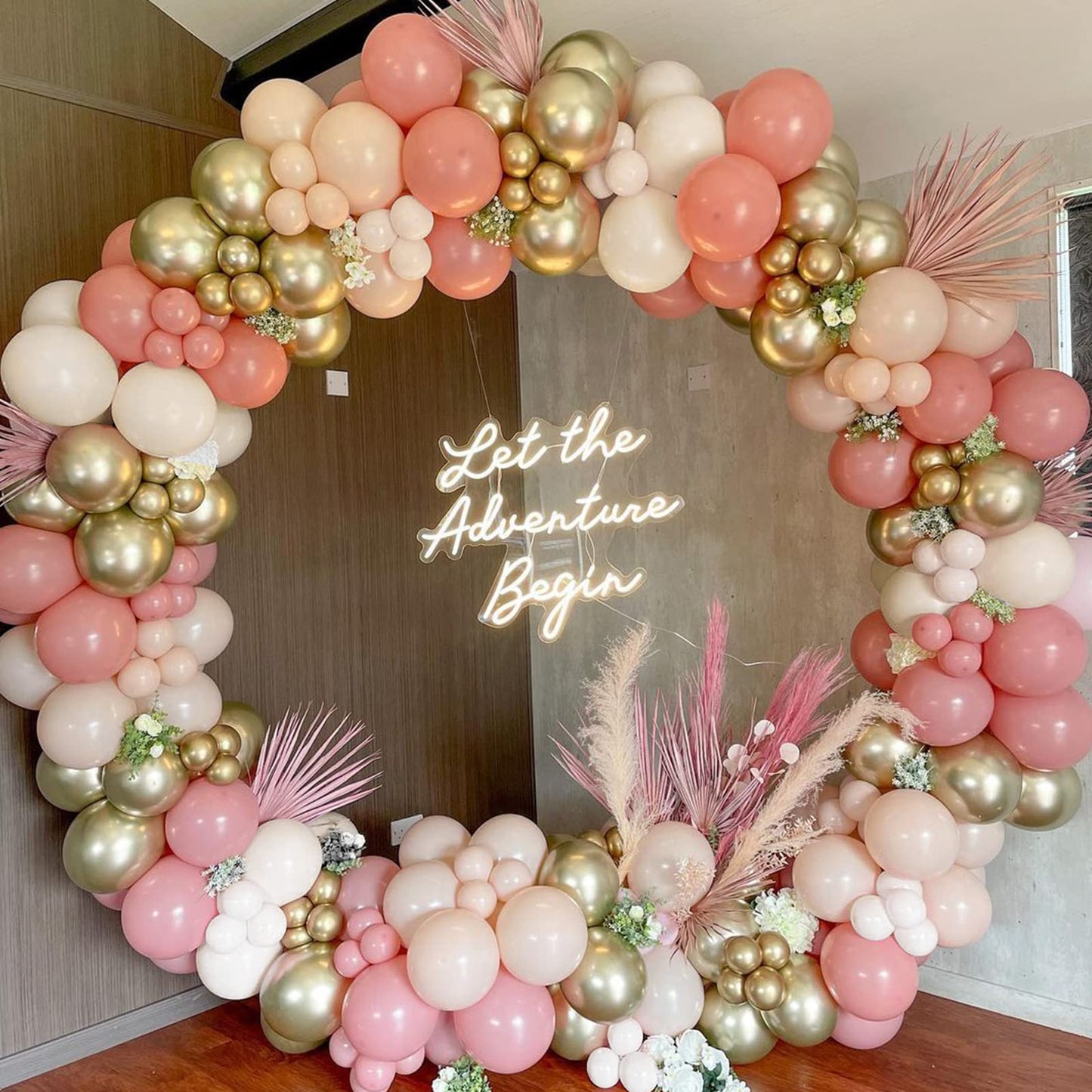 Boho Blush Balloon Garland Kit,144pcs Retro Pink Balloons with Pastel Orange Sand White and Metallic Gold Latex Balloons for Girl Women Baby Shower Bridal Shower Wedding Birthday Party Decorations…