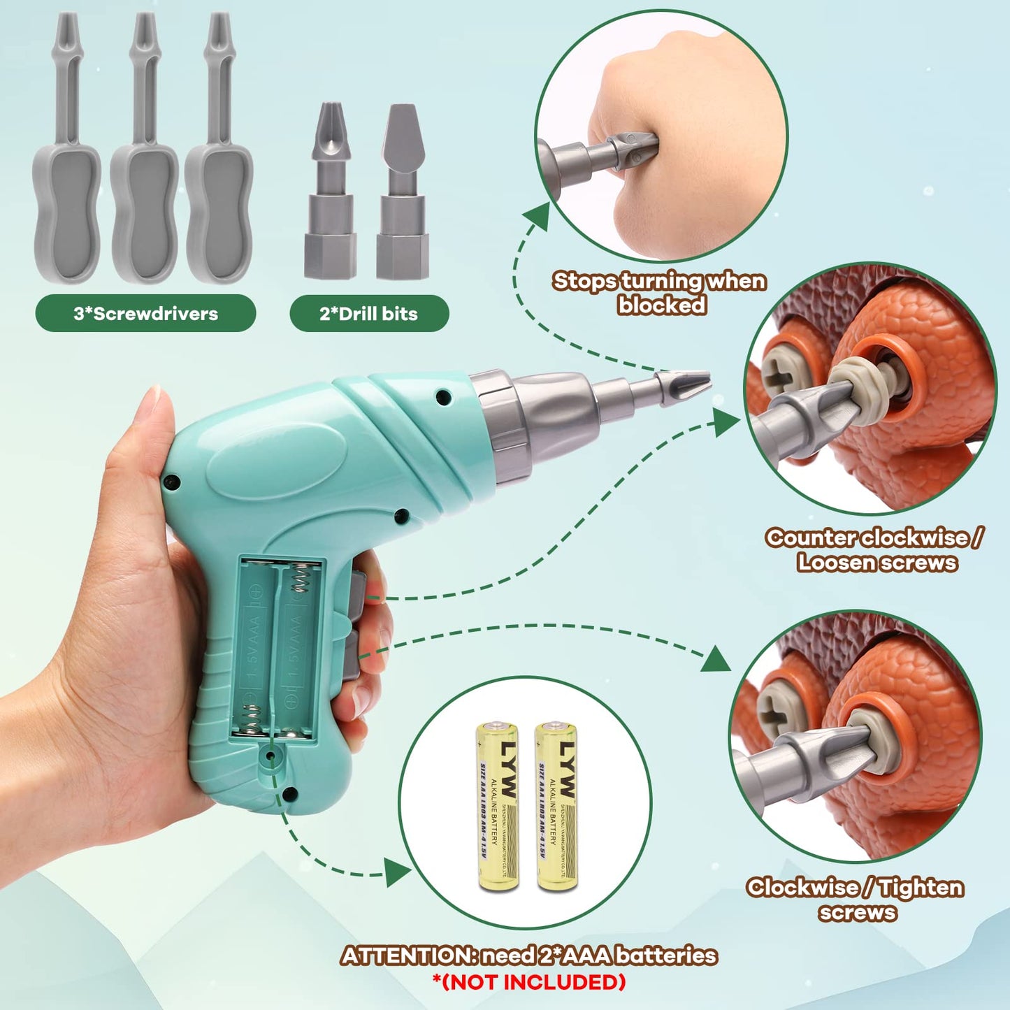 Laradola Dinosaur Toys for 3 4 5 6 7 8 Year Old Boys, Kids Take Apart STEM Construction Building Kids Toys with Electric Drill, Party Christmas Birthday Gifts Boys Girls