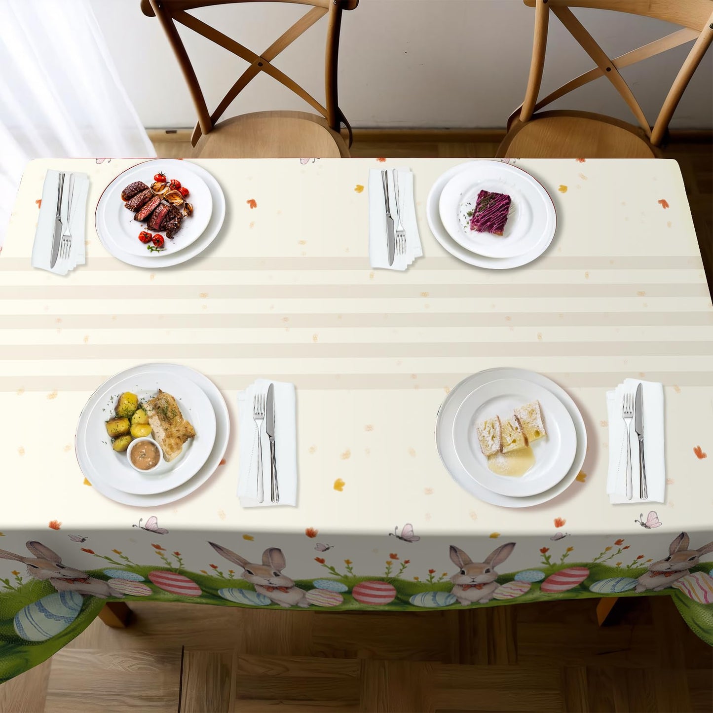 Easter Tablecloth Decorations for Party, 3 Pack Disposable Plastic Easter Table Cloth 54" x 108", Easter Bunny Table Cloths for Party Supplies,Easter Party Favors for Home Picnic Outdoor Dinner Dining