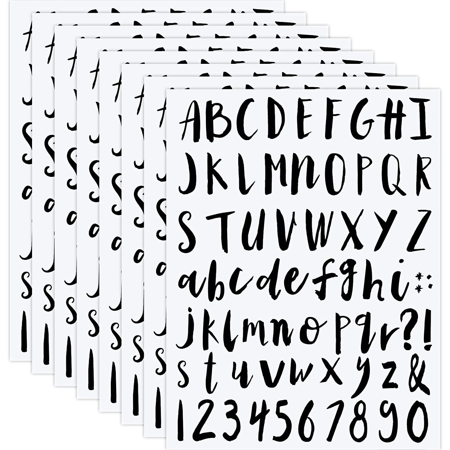 Somush 8 Sheets Self Adhesive Vinyl Letters Numbers, Alphabet Stickers Numeric Stickers Script Pantry Labels Die Cut Numbers Kit for Signs, Window, Door, Containers, Jar Labels, 1 Inch, Black